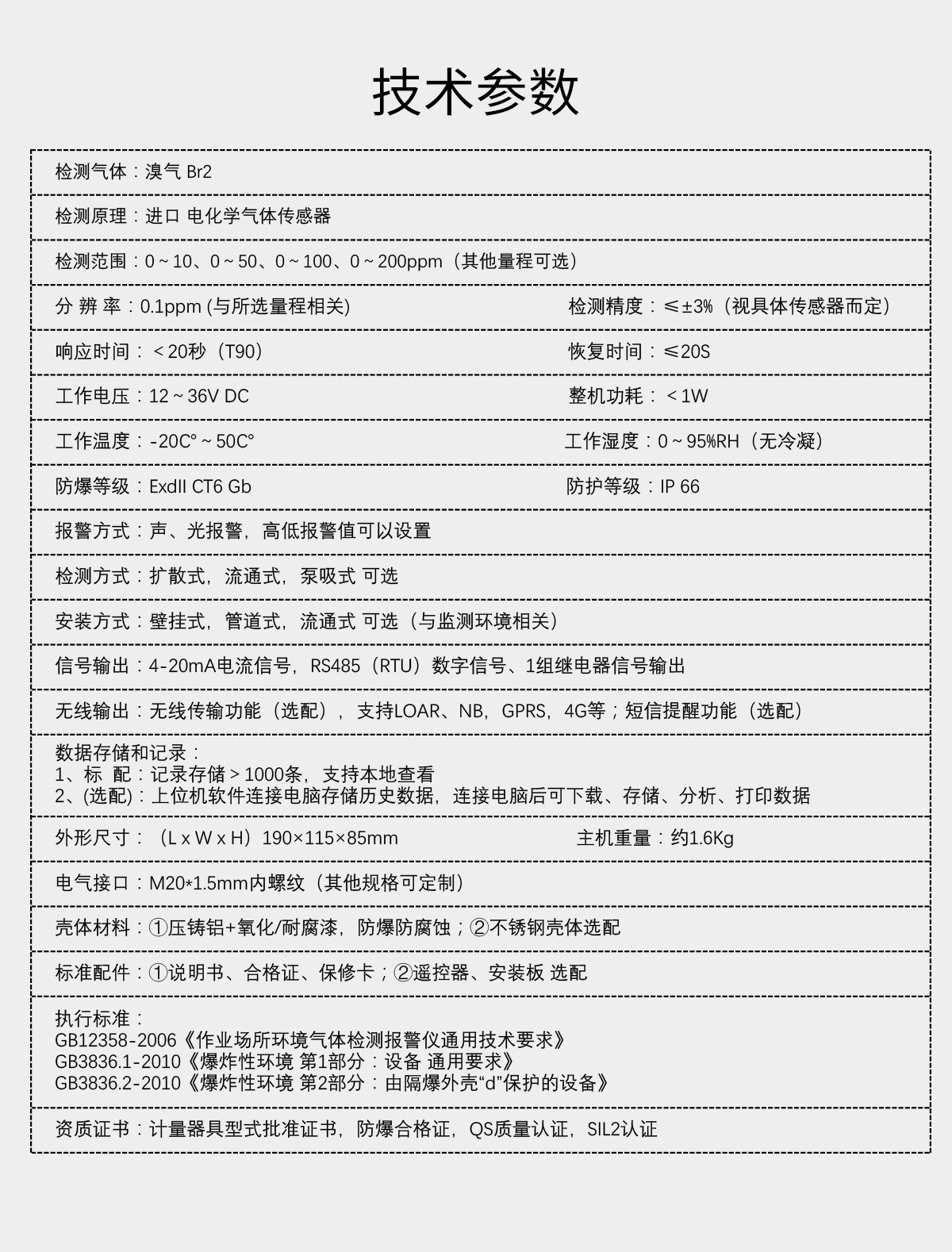 固定分體式溴氣檢測(cè)儀